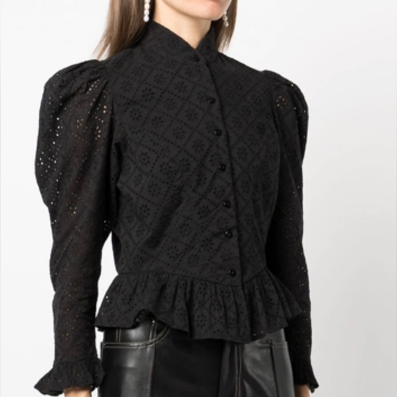 Batsheva Grace Blouse in Black Broderie Anglaise 16 - Picture 2 of 16